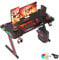 Homall Gaming Desk with LED Lights, 120 x 60cm RGB Gaming Table Z Shape, Large Computer Desk with Headphone Hook and Cup Holder, Gamer Table for Home Office, Black