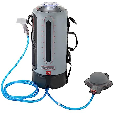RIAHNEAH Camping Shower Solar Shower Garden Shower with Pump, 3 Gallon, 12L, Shower Head Portable and Detachable Hose Shower Bag Shower for Hiking, Outdoor, Climbing
