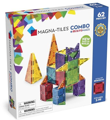 Magna-Tiles Combo 62-teiliges Magnetbauset, die Originale Magnetbaumarke