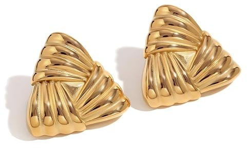 Self Love Club® 18K Gold Ohrringe Damen, Chunky Vintage Ohrstecker aus Edelstahl vergoldet, Große Statement-Ohrringe, Wasserfest & Hautverträglich