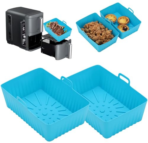 Anttyscar Pack of 2 Air Fryer Liners 9.5L for Ninja Double Stack Sl400UK XL, 8QT Resuable Silicone Air Fryer Liner, Air Fryer Accessories for Ninja Dual AF300UK AF400UK & Tower T17088