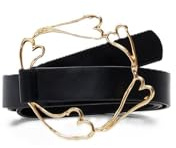 Desigual Damen Belt_zalio Hearts_Leather Gürtel, schwarz/weiß, One Size
