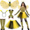 iZoeL Karneval Bienen Kostüm Damen Mädchen,Bienen Flügel Tutu Rock Bienen Haarreif Beinärmel Karneval kostüm Accessorie, Damen Mädchen Kostüm Halloween karneval Mottoparty Kostüm