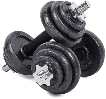 Cast Iron Adjustable Dumbbells Weight Barbell Set Men Women | Adjustable Dumbbell Set with Collars for Home Gym Bodybuilding, Weight Training, Strength Training | 20KG