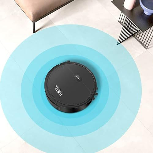 Fdit Aspirador Robot USB, Mini Aspirador de Piso Inteligente 3 en 1 con Succión y Barrido para Apartamentos Pequeños Hechos de Material Plástico para una Larga Vida útil (Black)