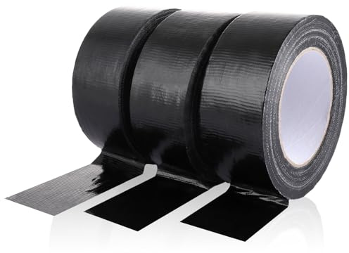 ASelected 3 Rollen Panzertape 50 M x 48 MM Klebeband Wasserdicht Panzerband für Reparaturen, Heimwerker, Handwerk Innen- und Außenbereich (schwarz)