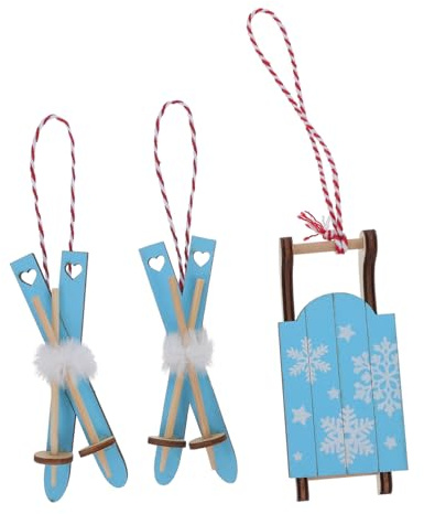 KOMBIUDA 3stücke Teiliges Holz-Schlitten Anhänger Handbemalt Kleine Weihnachtsbaumschmuck Deko Farbintensiv Für Festliche Wohn Partyatmosphäre Christbaumdeko Zubehör