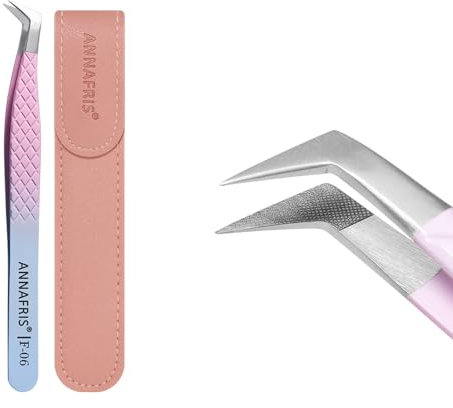 ANNAFRIS Pince Extension Cils Inoxydable Pince a Epiler Pincettes de Précision Lash Tweezers(F06)