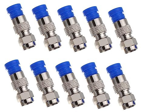 SECFOU F- Tv Antenna Connectors Compression Fittings 10pcs Set Waterproof F-head Tv Cable Connectors