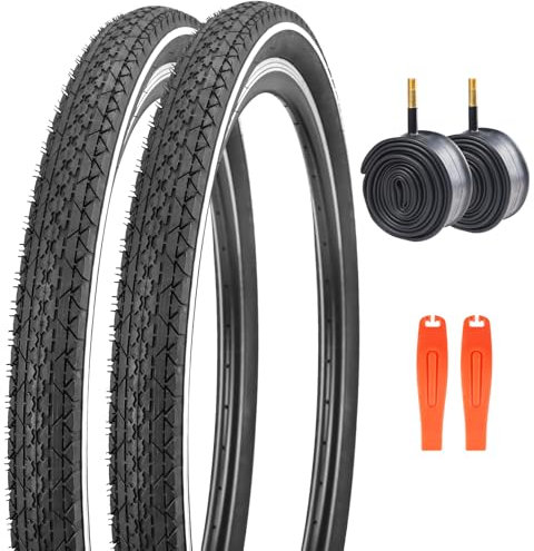 ZUKKA Juego de neumáticos de bicicleta plegables de 24 pulgadas, 24 x 2,125 pulgadas, abrigo de bicicleta 54-507 Plus, paquete de 2 unidades, válvula de tubo de 24 pulgadas, compatible con 24