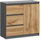 KUBUTKU Commode moderne - Buffet multifonction - Pour chambre à coucher, couloir, salon, bureau - Graphite/chêne Wotan - 80 x 97 x 40 cm - 1 porte et 3 tiroirs