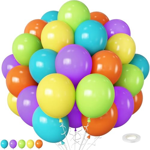 ENLACE Luftballons Bunt, 60 Stück Bunte Luftballons Latex Ballon, 5 Farben 12 Zoll Luftballons Geburtstag, Regenbogen Ballons für Geburtstag Hochzeit Baby Shower Party Dekorationen