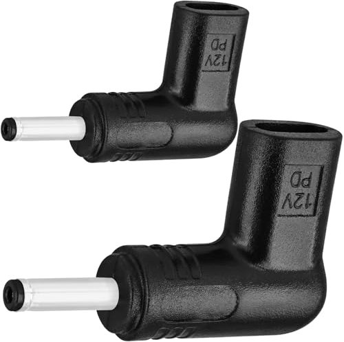 Yeebline 2 Pack 12V DC Power Charging Adapter, 90 Degree Angle Female USB C to Male DC 3.5mm x 1.35mm Converter Connector Charger Plug for Router, Mobile Power Supply (12V to DC 3.5x1.35mm)