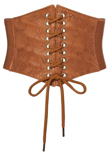 SCARLET DARKNESS Damen Mittelalter Gürtel mit Spitze Lace-up Gürtel | Elastischer Bund Steampunk Gürtel