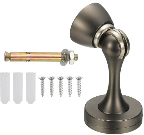 sourcing map Magnetic Door Stopper, Zinc Alloy Door Catch Holder, Doors Knob Wall Protector with Screws for Home Office Wall Floor Mounting, Gunmetal Grey