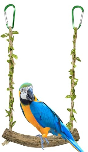 1 Stück Wellensittich Schaukel, Vogelspielzeug für Wellensittiche, Natürliche Sitzstange für Vogelkäfige, Aktivitätsspielzeug für Kleine und Mittelgroße Vögel