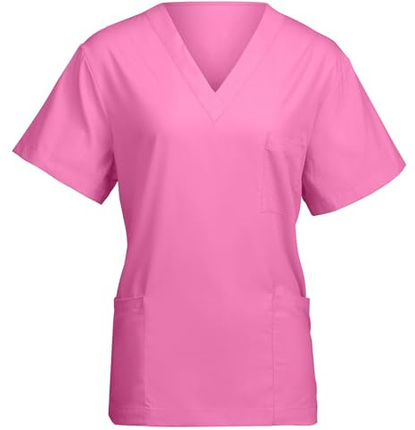 AUYAO Unisex Kasack Medizinische Uniformen OP Kasack Schlupfkasack (Rosa,S)