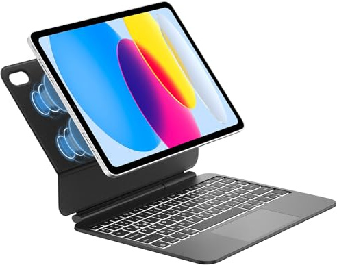 SENGBIRCH Cover tastiera per iPad A16 11 ° Gen 11 pollici 2025 con touchpad - AZERTY Tastiera retroilluminata 7 colori, Magic Keyboard con Trackpad per iPad 10 Eme Gen 10.9 Pollici 2022, Nero