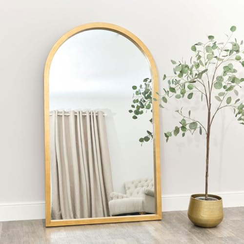 Melody Maison Extra Large Gilded Gold Arched Frame Leaner/Wall Mirror - 190cm x 110cm