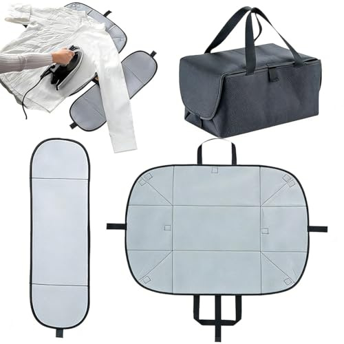 2-in-1 Ironing Mat and Iron Storage Bag, Portable Heat Resistant Tabletop Ironing Pad, Foldable Ironing Board Alternative, Carrier Case Fits Standard Irons, for Caravan & Uni (30.5x17x16.5cm)