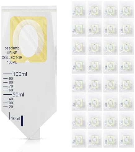 32 Stück Urinbeutel Baby – Urinbeutel für Unterwegs (100 ml), mit Klebefläche, Hygienisch Praktisch Tragbar, Ideal für Reisen, Wandern & Camping