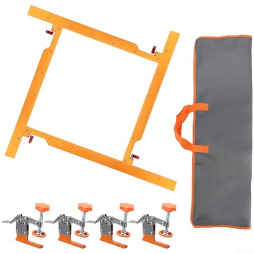 Jig per router a foro quadrato in lega di alluminio con guida regolabile e morsetti per la lavorazione del legno, scanalature, taglio viene fornito con custodia rimovibile arancione
