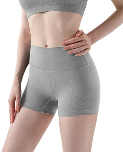 4How Sport Shorts Tights Damen Kurz Radlerhose Tanzshorts Balett Yoga Shorts Laufshorts Stretch Fitness Yoga Pants Sportwear Grau L
