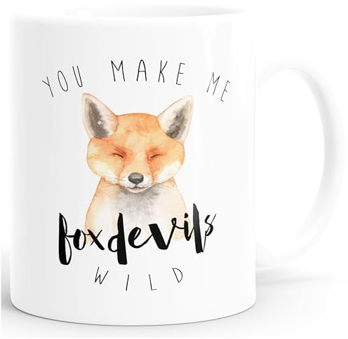 MoonWorks Kaffee-Tasse You make me fox devils wild Liebe Spruch lustig verliebt Love Quote Freund Freundin Weiss unisize