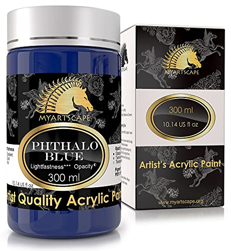 Myartscape Phthalo Blue Acrylic Paint - 300ml Heavy Body Acrylic | 300ml heavy body phthalo blue acrylic paint with rich pigments for canvas wood fabric crafts and mixed media