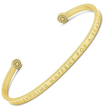 SIMPLE PLEDGE | Everything Happens for a Reason Armreif | Armband Damen mit Gravur in Silber, Gold, Roségold | Perfekt als Schmuck Geschenk | Blindgravur