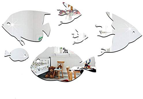 Fisch Schule Wandaufkleber, Kreative Acryl Thin Spiegel Aufkleber Tropische 3D Decals Fische Unter Dem Meer Wandtattoo Home Decor für Kinder Schlafzimmer Leben(#4)