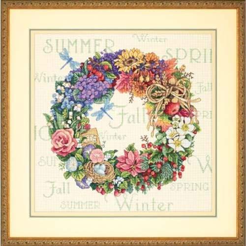 DIMENSIONS D35040 | Wreath Of All Seasons Counted Cross Stitch Kit | 36 x 36cm
