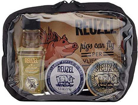 Reuzel Clay Matte Pomade Travel Essentials - Polished Look - Kit Include Pomade, Solid Cologne, 3-In-1 Shampoo, Conditioner And Body Wash - Refreshing And Subtle Fragrances - 3 Pc Kit