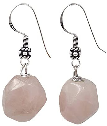 Boucles d'oreilles en argent sterling faites à la main avec des pierres naturelles pour femmes - Cadeau pour elle. (Rose quartz)