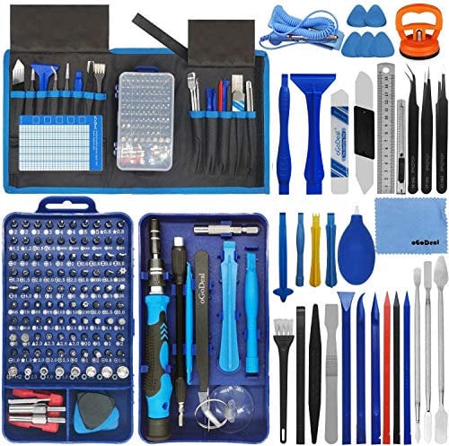 oGoDeal 155-in-1 Präzisionsschraubendreher Set Feinmechaniker Schraubendreher Set Profi öffnungswerkzeug für Computer, iPhone, Laptop, PC, Tablet, PS3, PS4, Xbox, Macbook, Spielzeug(Blau)