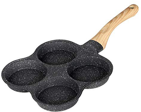 luckything Poêle À Oeufs Au Plat, Portative Poêle À Oeufs Induction Antiadhésive Poêle À Frire Multi-œufs avec 4 Emplacements, pour Faire Frire Les Œufs Et Préparer Le Petit-déjeuner, Noir