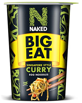 Naked Big Eat Singapore Curry Egg Noodles, 104 g (Pack of 6)