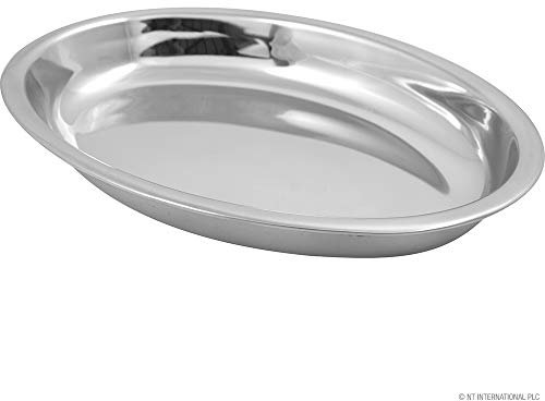 4 X 17CM Stainless Steel Oval Curry Bowl Dinner Tray Serving Plate Dish Catering