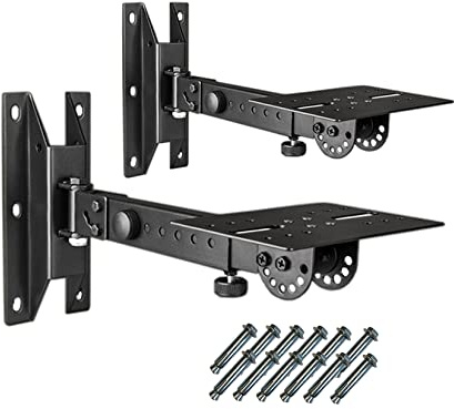BIGalleons SPS-508 Speaker Wall Mount Stand, Rotatable Angle, Adjustable Swivel Tilt Speaker Mount Bracket, Home Surround Sound System 100 lbs Capacity (2 Packs, Black)