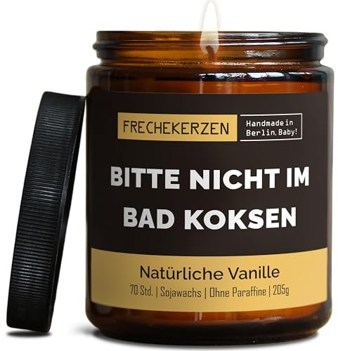 Bad Dekoration Duftkerze mit Spruch | Handgemacht aus Sojawachs | In Geschenkbox | Nachhaltiges Valentinsgeschenk | Lustige Gast Geschenk Idee | Freunde BFF, Mama, Kollegen |Vanille
