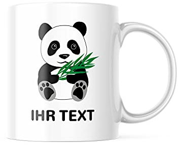STEMPEL-FABRIK – personalisierte Tasse mit Namen – Kaffeetasse mit Wunschtext individuell gestalten – Geschenk für beste Freundin & Co – Keramiktasse beidseitig bedruckt (330 ml | Panda)