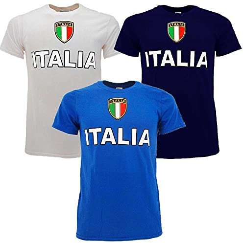 BrolloGroup T-Shirt Italia Personalizzabile con Nome e Numero | Maglietta Bambino Uomo Maniche Corte | Forza Azzurri PS 27431-ITA-PRS