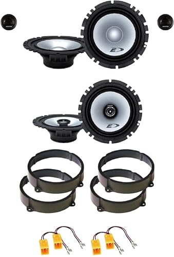KIT 6 Casse ALPINE Woofer e Tweeter Compatibile Per Alfa 147, Alfa 159, Fiat Idea, Lancia Y, Musa Con 2 Supporti Anteriori, 2 Supporti Posteriori e 4 Connettori Altoparlanti