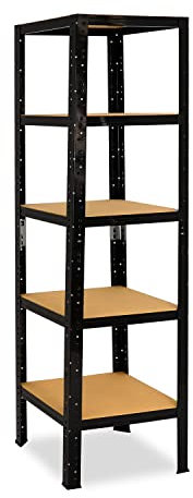 shelfplaza® 180x23x23cm BLACK Schwerlastregal schwarz/Metallregal schwarz 5 Böden à 175kg Tragkraft/Lagerregal schwarz Regal Keller Haushaltsregal schwarz/Metall Regal schwarz Metall stehend