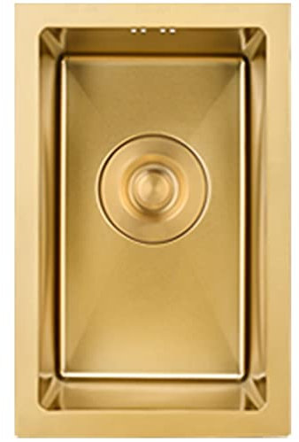 Kitchen Sink Fregaderos De Cocina, Acero Inoxidable 304 Dorado, Fregadero Cepillado para Preparación De Barra, Instalación Empotrada O Bajo Cubierta, Fácil De Limpiar (Color : Gold, Size : 40x36cm)