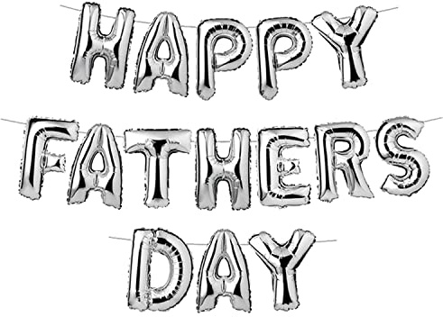 AKH® Folienballon-Banner Happy Father's Day | Silberner Vater Banner | Vatertag Party Dekorationen | Vatertag Luftballons mit Blasrohr und Band
