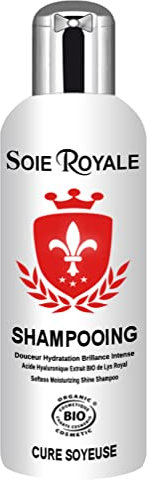 Shampoing Soie Royale BIO Cure Soyeuse 300 ml Hydratation Lissage Brillance Intense Protéines de soie Fleur de Lys Royal Régénérant Cheveux Visage Corps Vitamines EF Sans alcool certifié BIO
