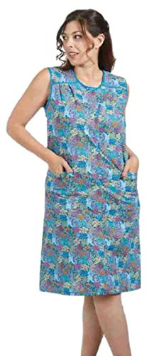 EMMESSE Copriabito Donna 100% Cotone SANFORIZZATO Fantasia Floreale Bottoni Centrali Made in ItalyEgidio (Azzurro, L)
