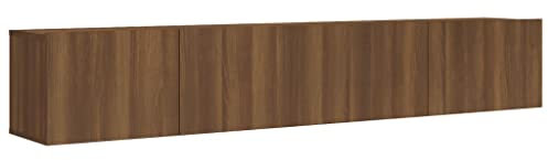vidaXL TV Schrank Set 2-TLG. Wandschrank Hängeschrank Fernsehschrank Lowboard Fernsehtisch TV Möbel HiFi-Schrank Hängend Braun Eichen-Optik Holzwerkstoff