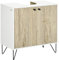 kleankin Mueble para Debajo del Lavabo de Madera Armario Bajo Lavabo Armario de Baño de Suelo con 2 Puertas Estante y Patas de Acero 60x30x60 cm Roble y Blanco